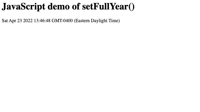 An example of setting the year as 2022 in JavaScript